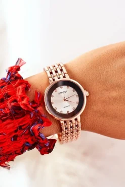 Sale Zegarek Na Bransolecie Z Cyrkoniami Różowe Złoto Zegarki