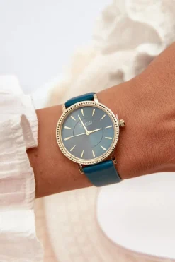 Sale Ernest Zegarek Na Eko Skórzanym Pasku Bez Niklu Turkusowy E62155D