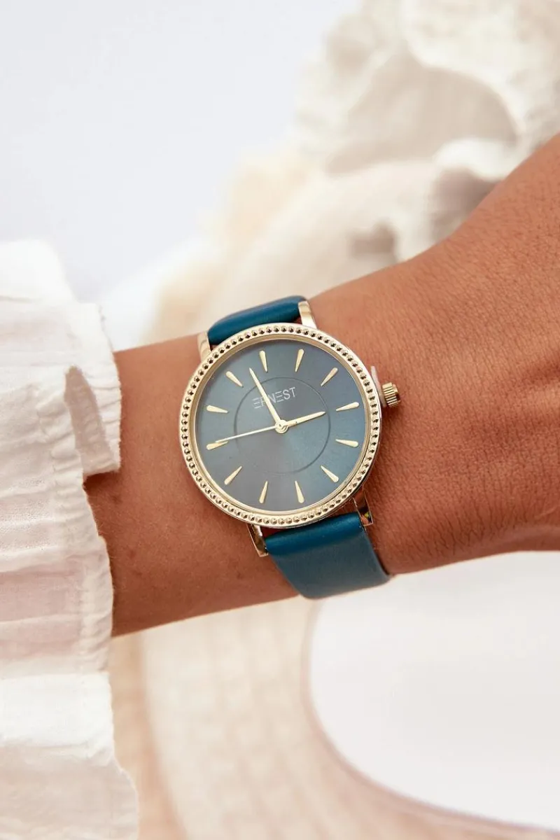 Sale Ernest Zegarek Na Eko Skórzanym Pasku Bez Niklu Turkusowy E62155D