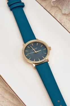 Sale Ernest Zegarek Na Eko Skórzanym Pasku Bez Niklu Turkusowy E62155D