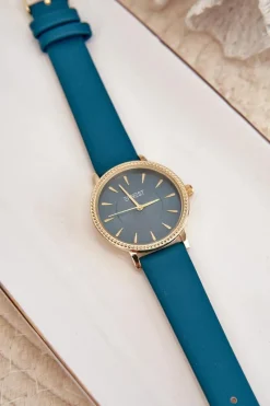 Sale Ernest Zegarek Na Eko Skórzanym Pasku Bez Niklu Turkusowy E62155D
