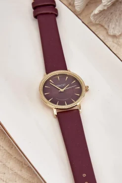 Zegarki>Ernest Zegarek Na Eko Skórzanym Pasku Bez Niklu Fioletowy E62155D