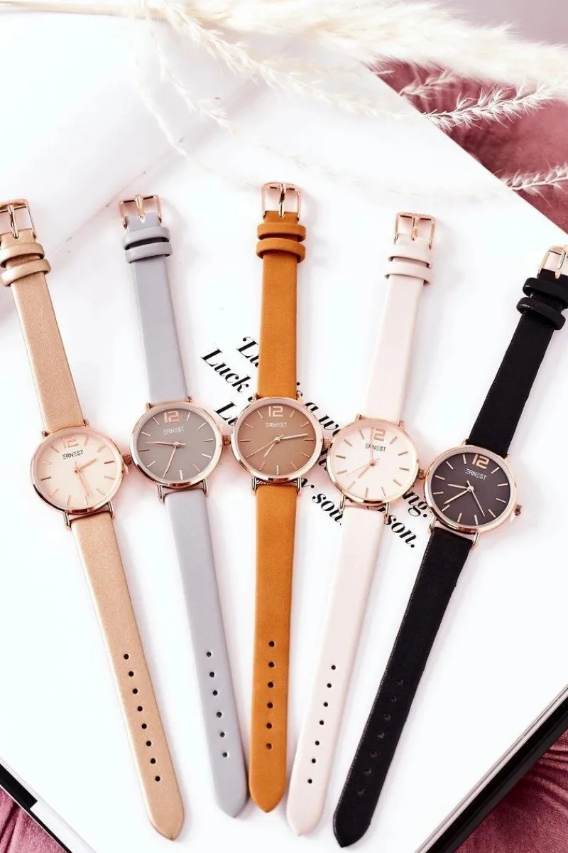 Clearance Ernest Zegarek Na Skórzanym Pasku Bez Niklu Camel