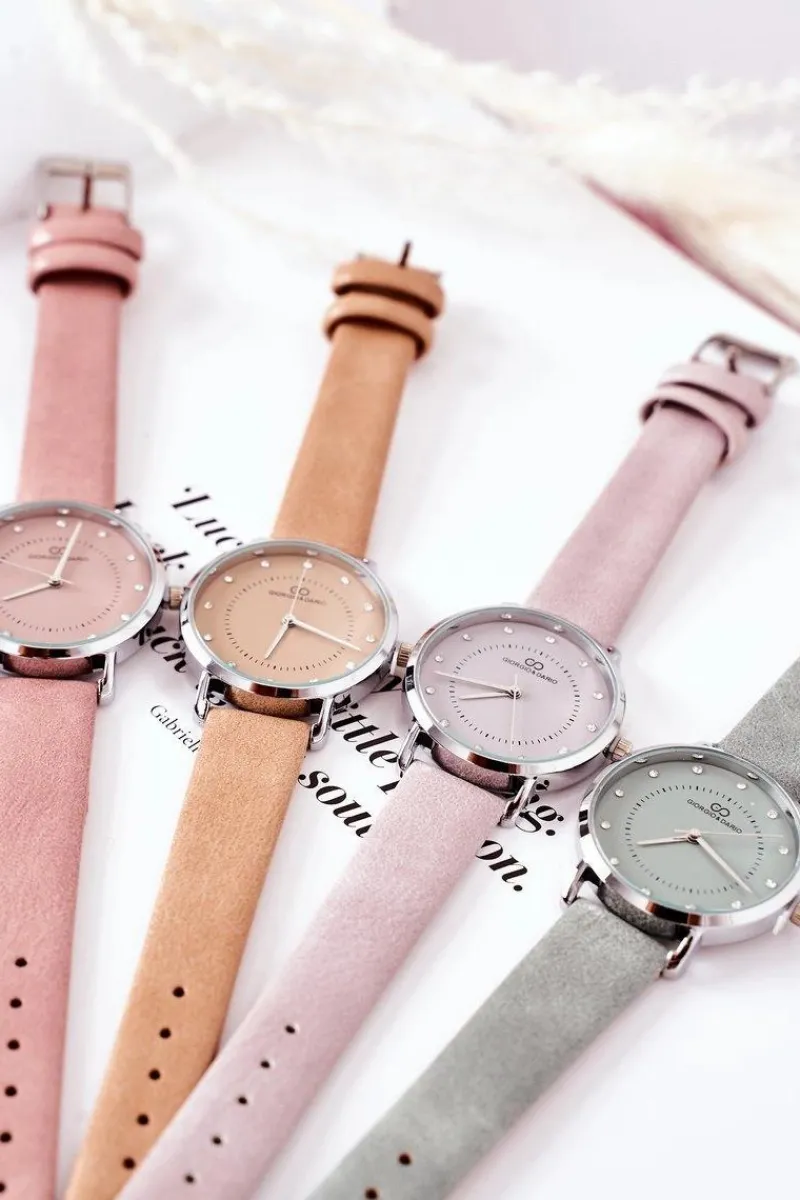 Giorgio&Dario Zegarek Na Skórzanym Pasku Czarny