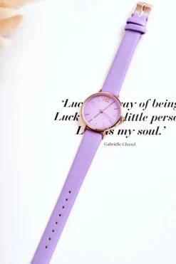 Hot Ernest Zegarek Na Skórzanym Pasku Bez Niklu Ciemnofioletowy