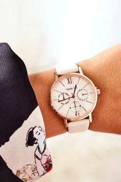 Zegarki>Michael John Zegarek Na Skórzanym Pasku Beżowy