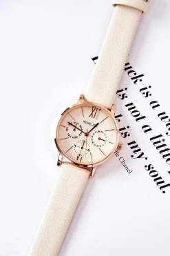 Zegarki>Michael John Zegarek Na Skórzanym Pasku Beżowy