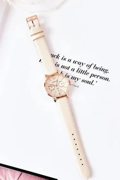 Zegarki></noscript>Michael John Zegarek Na Skórzanym Pasku Beżowy