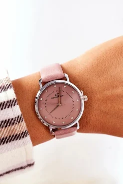 Hot Zegarek Na Skórzanym Pasku Różowy Zegarki