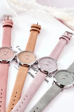 Hot Zegarek Na Skórzanym Pasku Różowy Zegarki