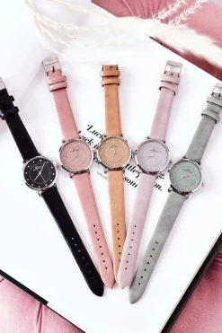 Hot Zegarek Na Skórzanym Pasku Różowy Zegarki