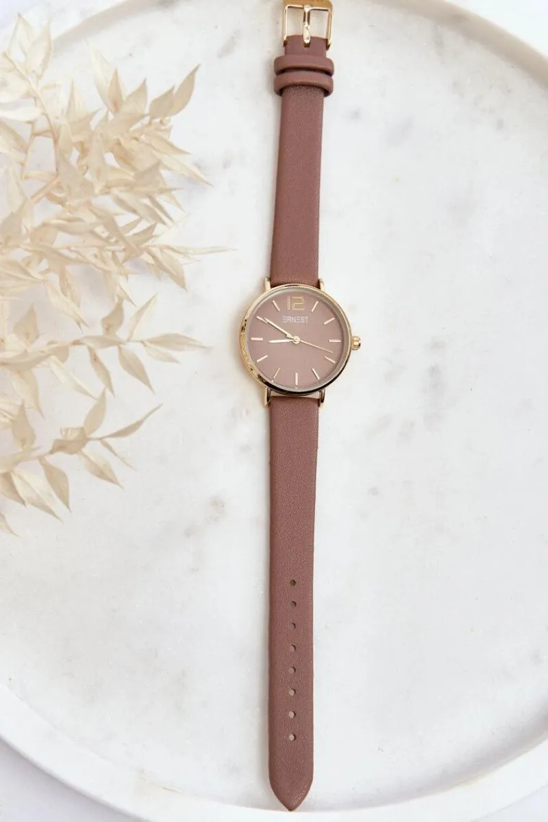 Clearance Ernest Zegarek Na Skórzanym Pasku Bez Niklu Brązowy