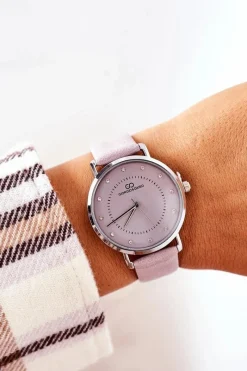 Clearance Zegarek Na Skórzanym Pasku Szary Zegarki