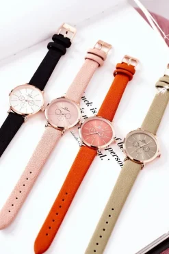 Discount Zegarek Na Skórzanym Pasku Czarny Zegarki