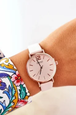 Zegarki>Ernest Zegarek Na Skórzanym Pasku Bez Niklu Beżowy