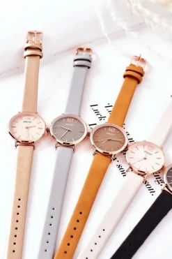 Zegarki></noscript>Ernest Zegarek Na Skórzanym Pasku Bez Niklu Beżowy