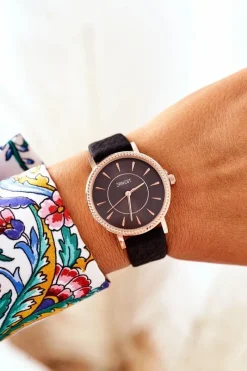 Sale Ernest Zegarek Na Skórzanym Pasku Bez Niklu Czarny