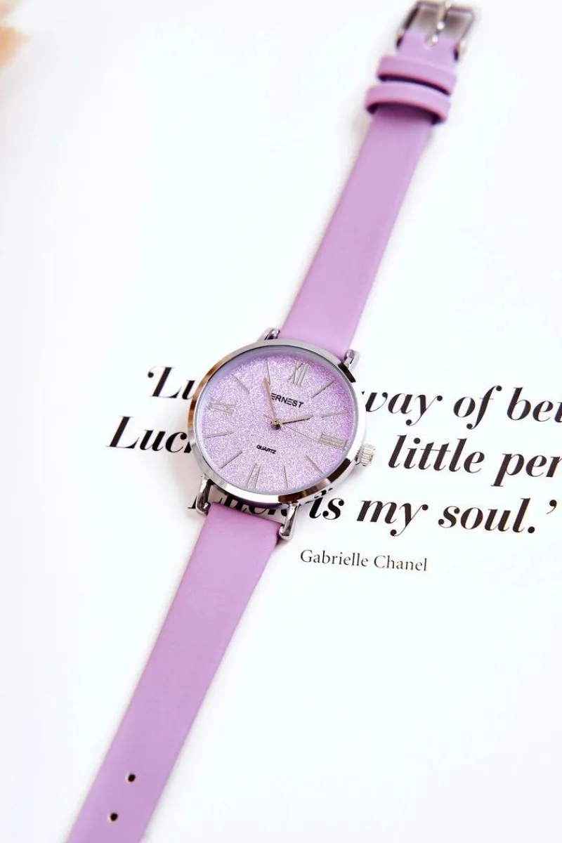 Online Zegarek Na Skórzanym Pasku Bez Niklu Fioletowy Zegarki