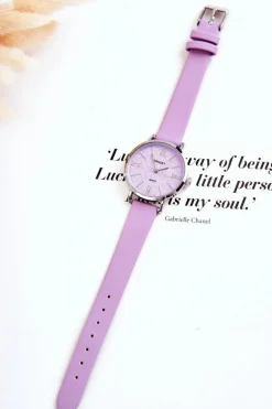 Online Zegarek Na Skórzanym Pasku Bez Niklu Fioletowy Zegarki