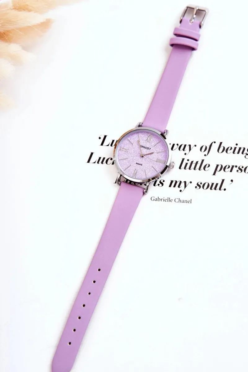 Online Zegarek Na Skórzanym Pasku Bez Niklu Fioletowy Zegarki