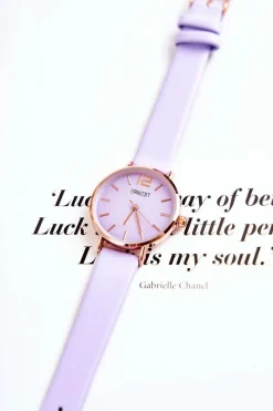 Outlet Ernest Zegarek Na Skórzanym Pasku Bez Niklu Jasnofioletowy