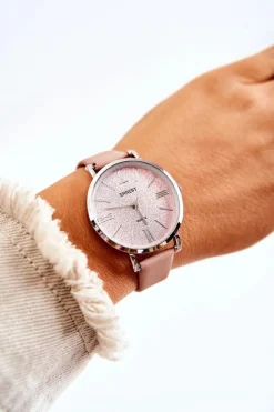 Clearance Zegarek Na Skórzanym Pasku Bez Niklu Brudny Róż Zegarki