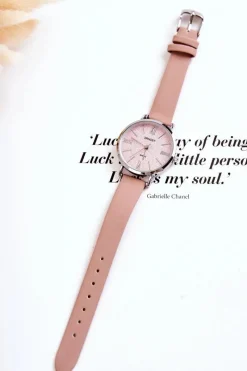 Clearance Zegarek Na Skórzanym Pasku Bez Niklu Brudny Róż Zegarki