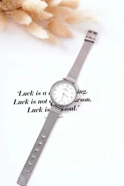 Outlet Giorgio&Dario Zegarek Z Cyrkoniami Na Bransolecie Mesh Srebrny