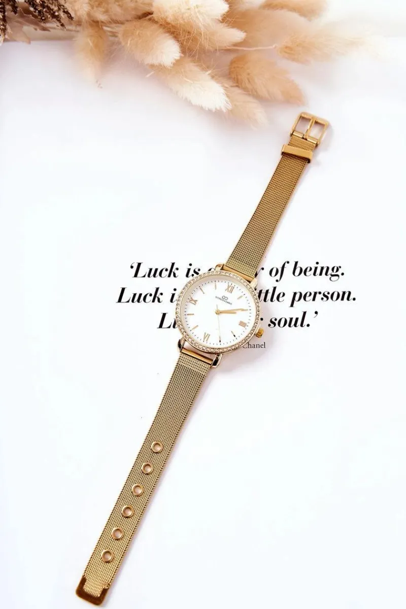 Discount Giorgio&Dario Zegarek Z Cyrkoniami Na Bransolecie Mesh Złoty