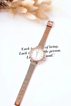 Best Giorgio&Dario Zegarek Z Cyrkoniami Na Bransolecie Mesh Różowe Złoto