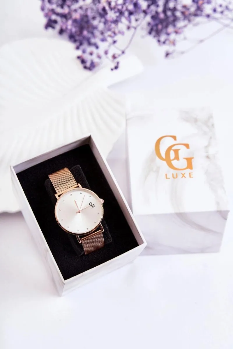 Discount GG Luxe Zegarek Z Dużą Tarczą Różowe Złoto