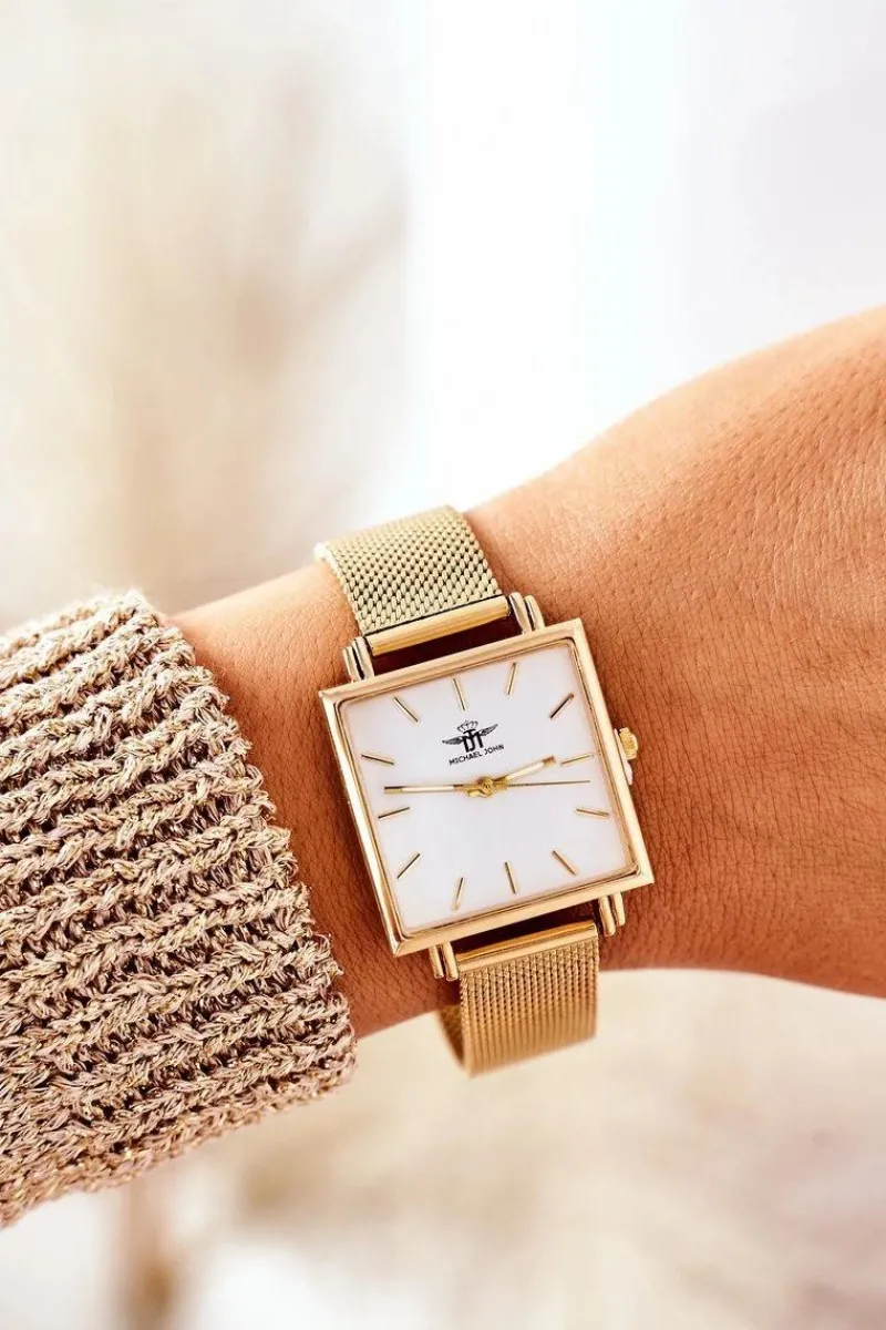 Discount Zegarek Z Kwadratową Tarczą Złoty Zegarki