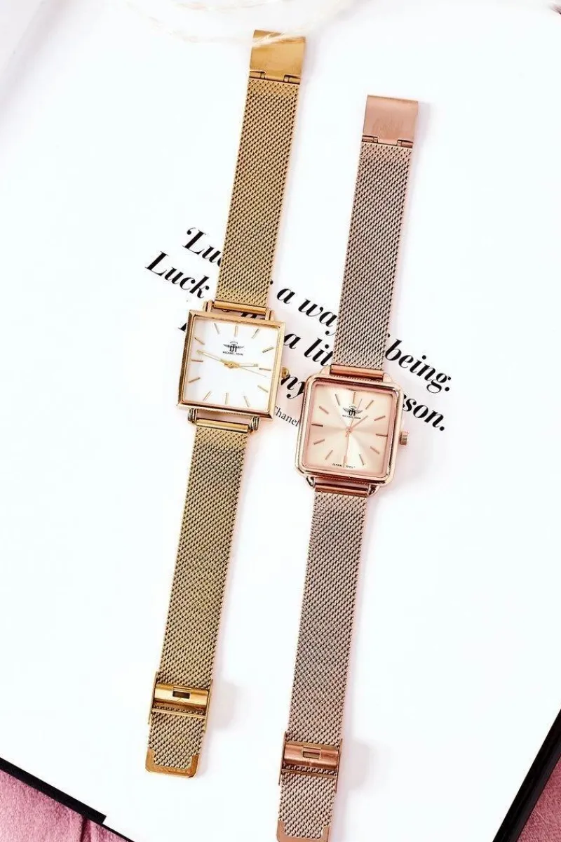 Discount Zegarek Z Kwadratową Tarczą Złoty Zegarki