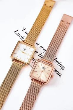 Zegarki></noscript>Michael John Zegarek Z Kwadratową Tarczą Różowe Złoto