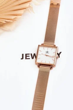 Zegarki>Michael John Zegarek Z Kwadratową Tarczą Różowe Złoto
