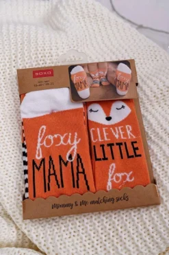 Hot Boto Zestaw Damskich i Dziecięcych Skarpetek Soxo Foxy Mama Clever Little Fox