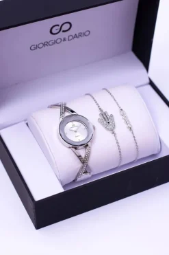 Outlet Zestaw Giorgio Dario Srebrny Zegarek Dwie Bransolety Zegarki