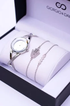Outlet Zestaw Giorgio Dario Srebrny Zegarek Dwie Bransolety Zegarki