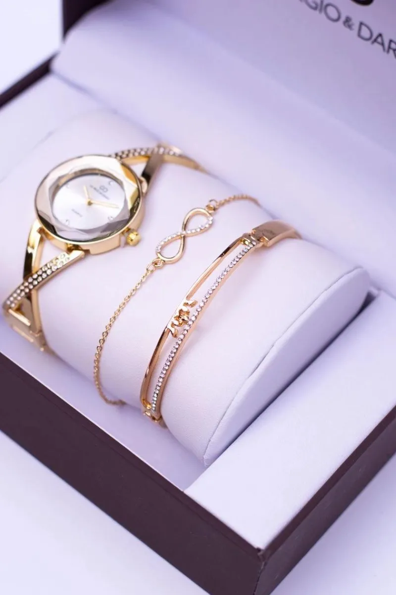 Best Zestaw Giorgio Dario Złoty Zegarek Bransoletki Zegarki