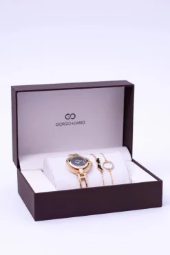 Sale Zestaw Giorgio Dario Złoty Zegarek Kryształy Dwie Bransolety Zegarki
