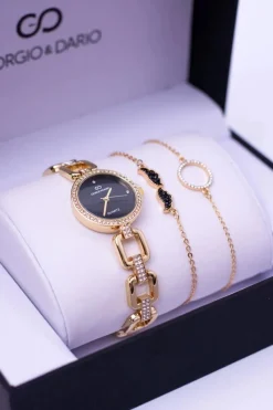Hot Zestaw Giorgio Dario Złoty Zegarek Dwie Bransolety Zegarki