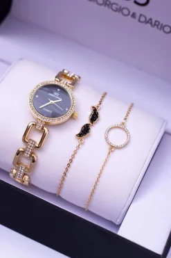 Hot Zestaw Giorgio Dario Złoty Zegarek Dwie Bransolety Zegarki