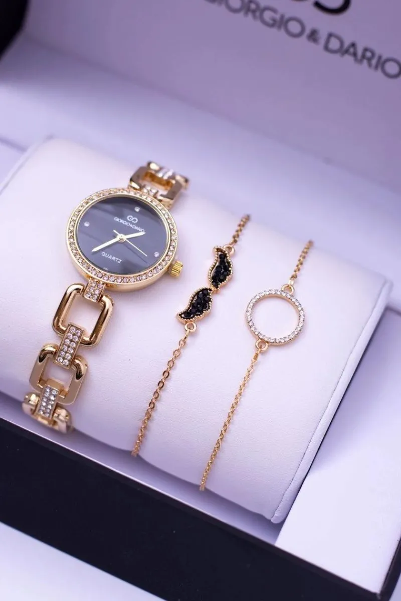 Hot Zestaw Giorgio Dario Złoty Zegarek Dwie Bransolety Zegarki