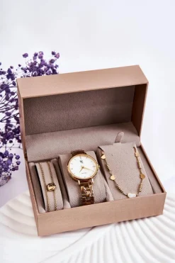 Michael John Zestaw Zegarek I Biżuteria GG Luxe Złoty