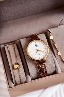 Michael John Zestaw Zegarek I Biżuteria GG Luxe Złoty