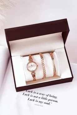 Zegarki|Bransoletki>Michael John Zestaw Zegarek i Dwie Bransoletki Różowe Złoto