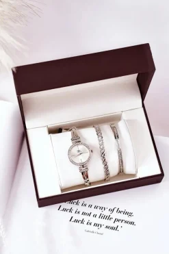 Zegarki|Bransoletki>Michael John Zestaw Zegarek i Dwie Bransoletki Srebrny