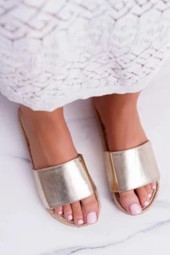 Boto Złote Damskie Klapki Mindset