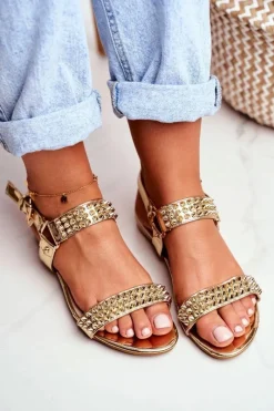 Sandały Płaskie><noscript><img width=