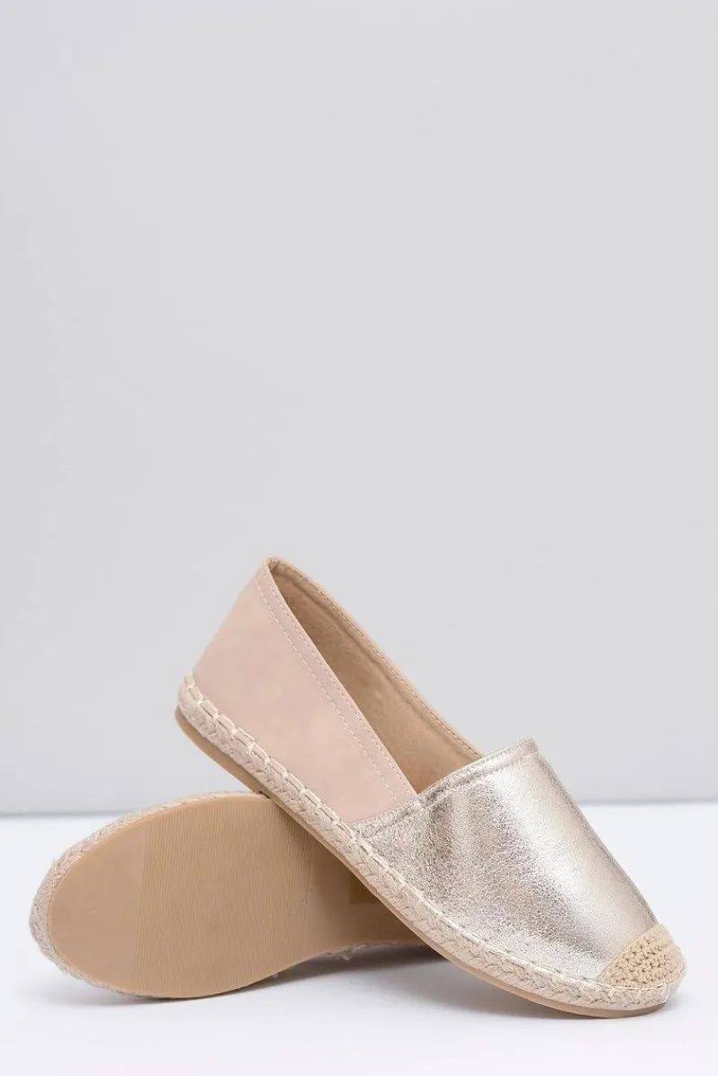 Outlet Złote Damskie Wsuwane Espadryle Paoli Damskie Czarne Espadryle